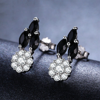 Full Diamond Round Zircon Copper-plated Earrings