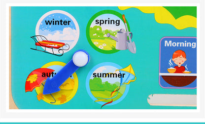 Montessori Wooden Toys Baby Weather Season Calendar Clock Time Cognition Preschool Educational Teaching Aids Toys For Children