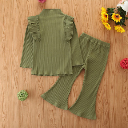 Fashion Girls Lotus Leaf Lace Suit