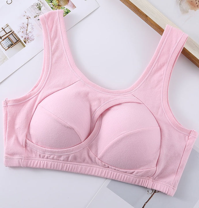 Plus Size Women Bra Ladies Cotton Quake-Proof Underwear Sleep Tops No Buckles Non Wire Lingerie With Removable Padded