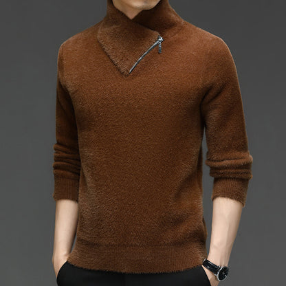 Plush Knitted Sweater Autumn And Winter Leisure Temperament Boy's Undershirt Top Thick Warm Sweater