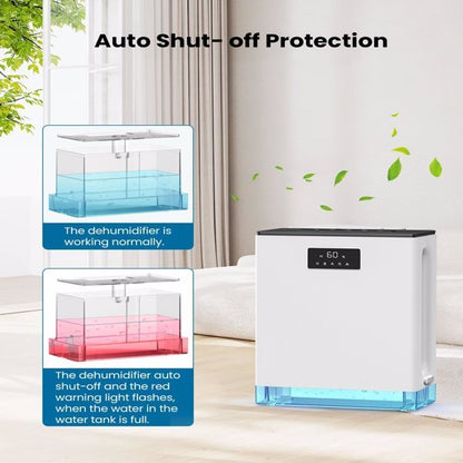 Home Dehumidifier, 101 Ounce Water Tank, With Automatic Shutdown Function, 2 Working Modes, 7 LED Light Colors