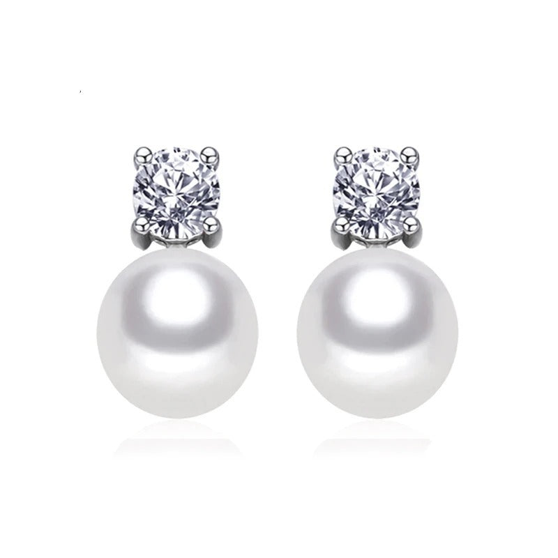 Round pearl stud earrings