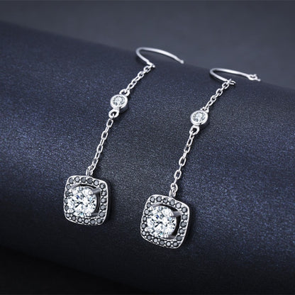 Light Luxury Long Copper Plated Zircon Earrings