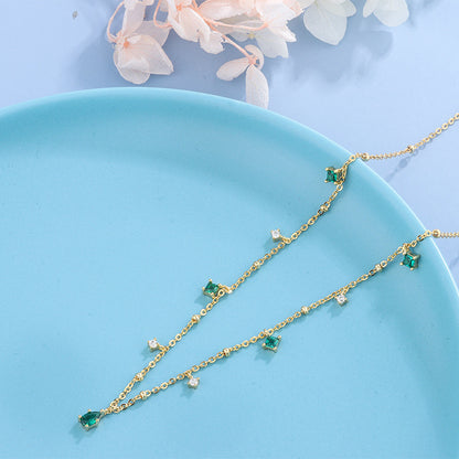 Generous water drop emerald zircon necklace