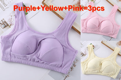 Plus Size Women Bra Ladies Cotton Quake-Proof Underwear Sleep Tops No Buckles Non Wire Lingerie With Removable Padded