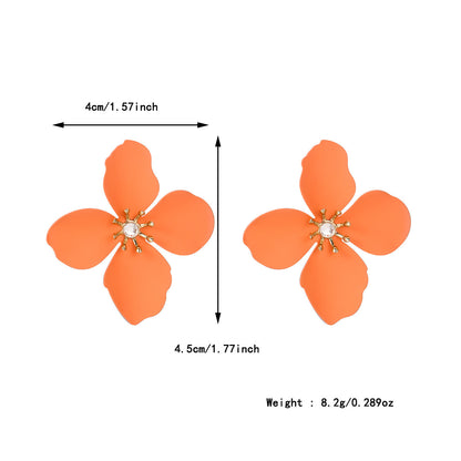 Colorful Flower Stud Earrings European And American Summer High Sense