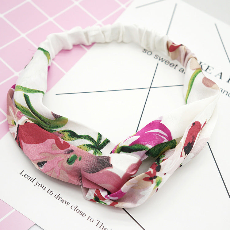 Flower elastic silk hair band