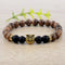 Owl frosted stone lifeline wood grain bracelet