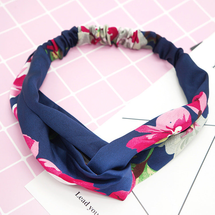 Flower elastic silk hair band