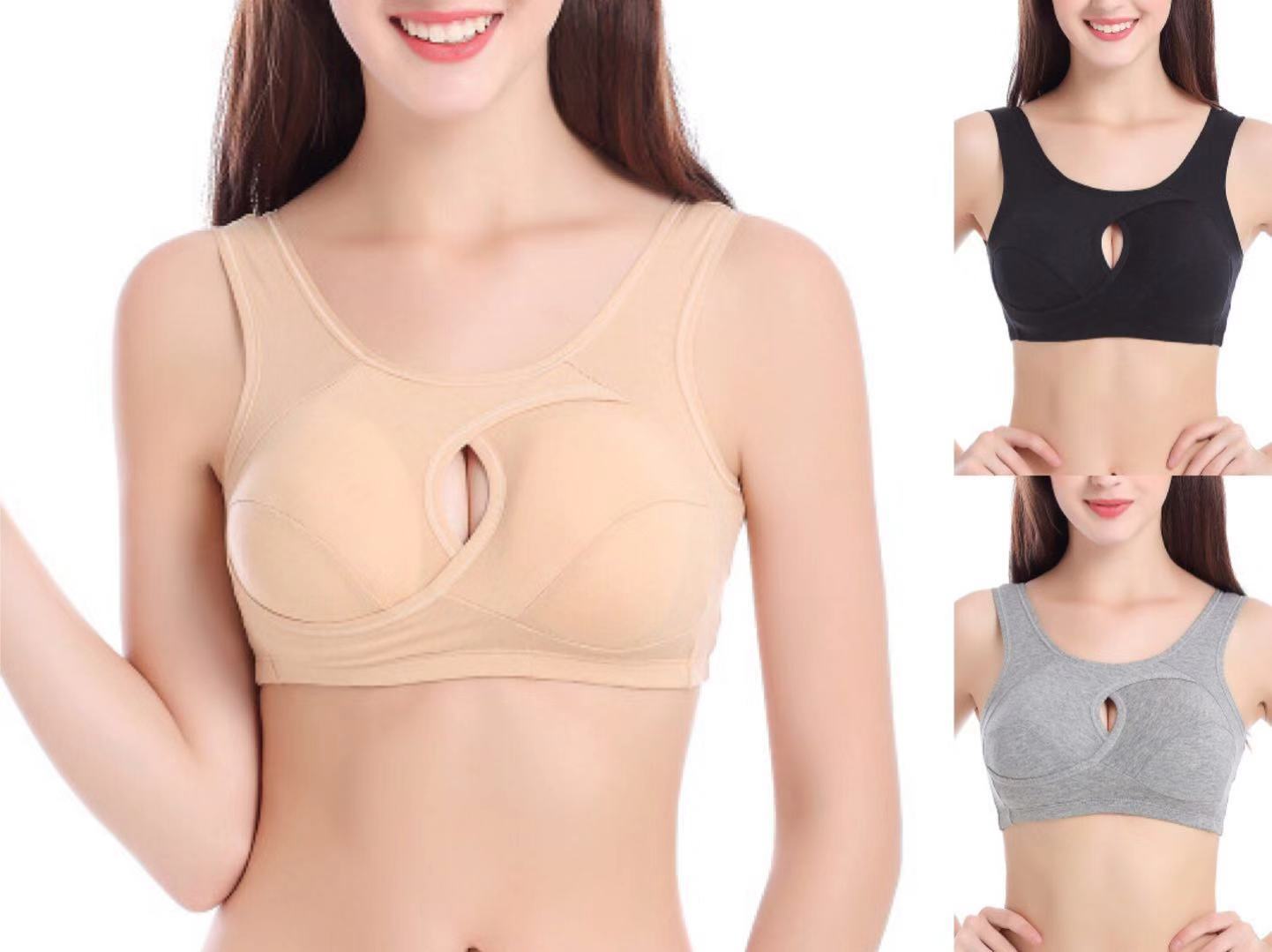 Plus Size Women Bra Ladies Cotton Quake-Proof Underwear Sleep Tops No Buckles Non Wire Lingerie With Removable Padded