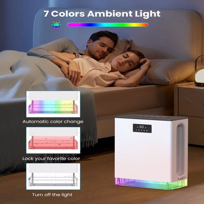 Home Dehumidifier, 101 Ounce Water Tank, With Automatic Shutdown Function, 2 Working Modes, 7 LED Light Colors