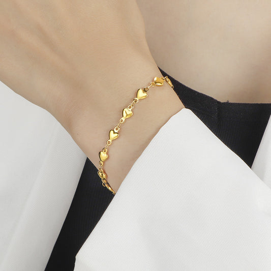 Gold Chain Heart Bracelet Stainless Steel